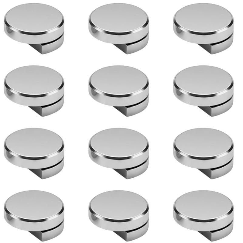 Atlantic Fully Brass Half Round Mirror Glass Bracket Holder 6mm | Chrome Finish | Wall Mounted | Mirror Wall Holder Clips | Glass Mounting Bracket | Pack of 12 Pieces