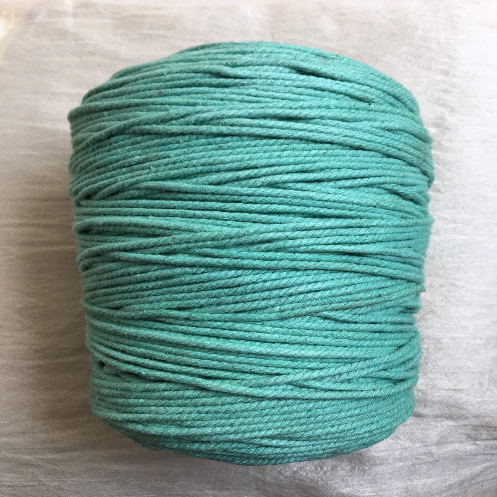 Bright Home Decor 3 mm Natural Cotton Twisted Cord, Macrame Thread Craft (Water Green) (100)