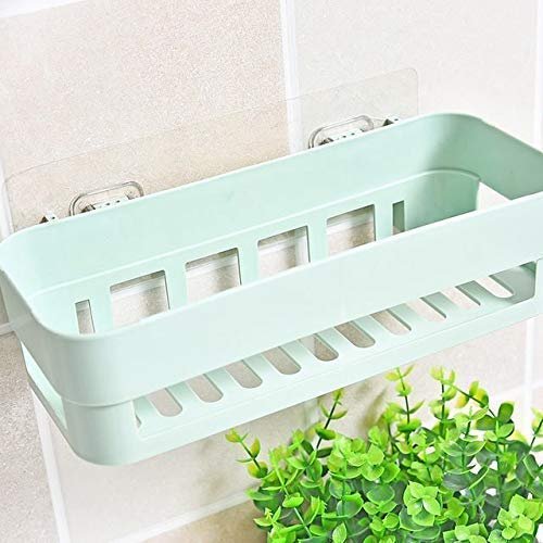 JOFIX Plastic Inter Design Shower Corner Caddy Basket Shelf Rack with Wall Mounted Suction Cup for Bathroom Kitchen (17 X 17 X 16 cm, Assorted Colour) (Pack of 2)