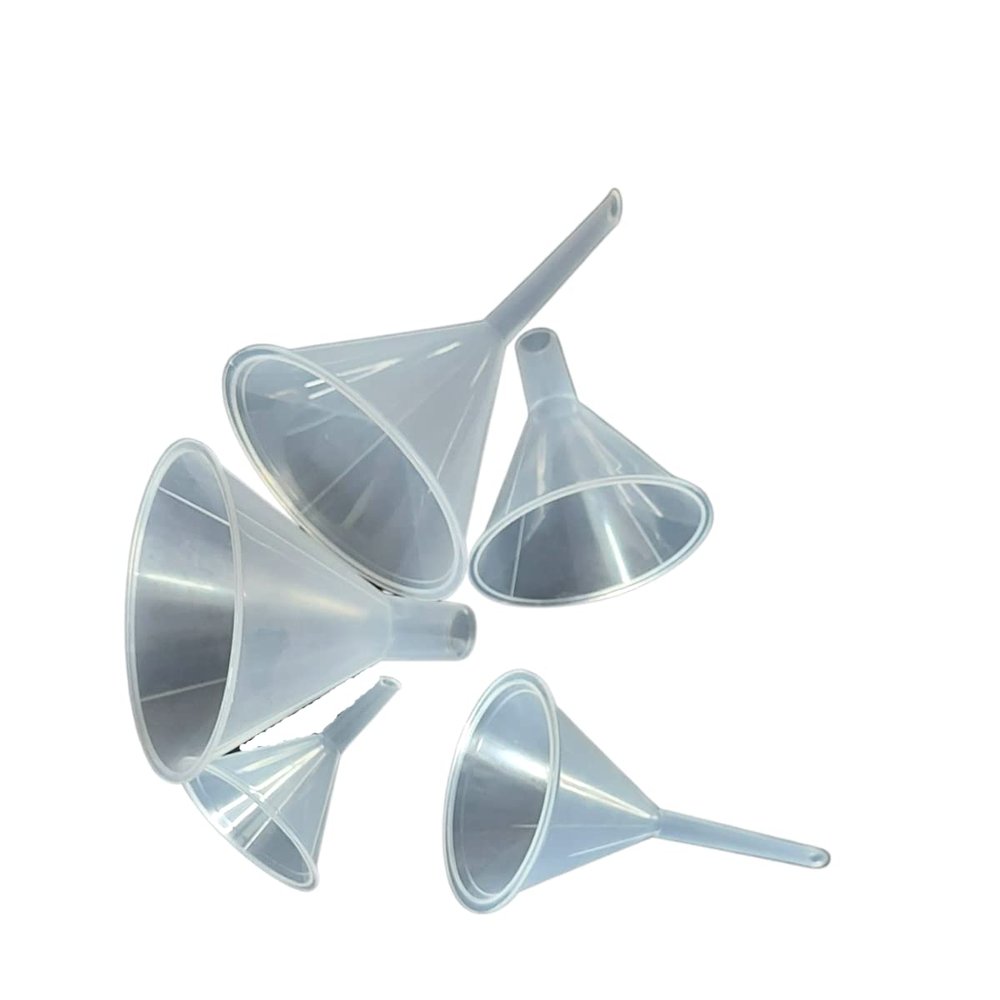 AANIJ All Purpose Wide-Mouth Plastic Funnel Set for Liquid, Spices, Powder, Lotion, Oils (Clear, 5 Pieces)