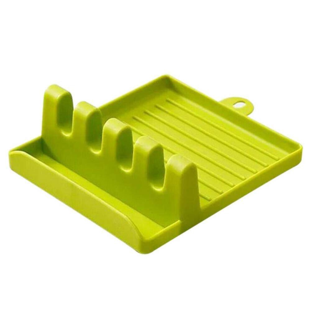 fastel Spoon Rests Silicone Spoon Spatula Holder Rack Heat Resistant Spatula Holder Spatula Pad 4 Holes Kitchen Cooking Supplies Colour as avalibity