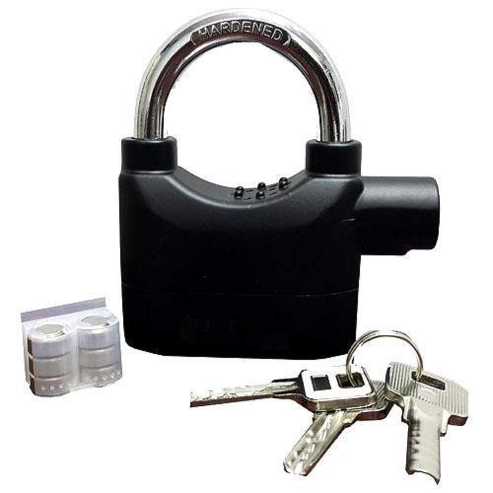 Twiclo Security Heavy Siren Alarm Steel Padlock (Blackcolor, 1pc)