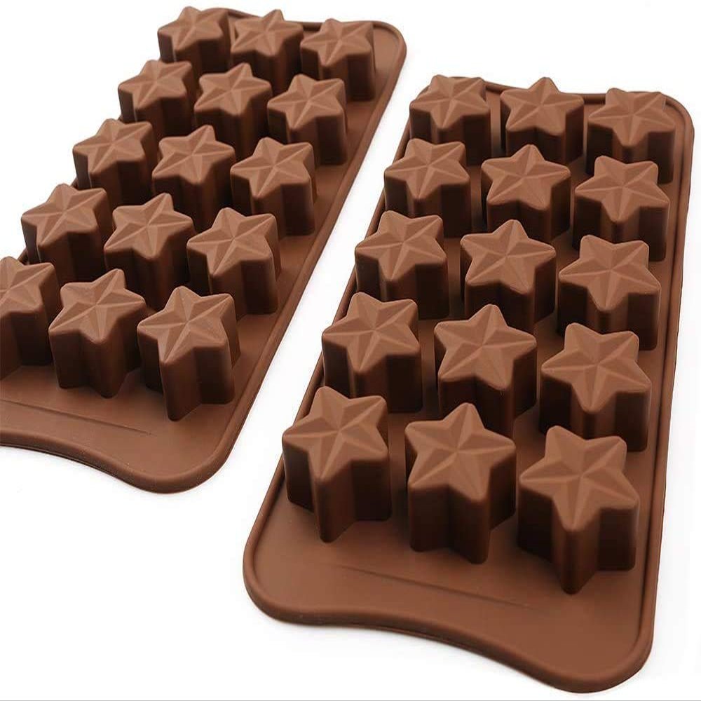 Chitranshi Silicone Chocolate Mould Multi Color Shape, Jelly Candy Mould, Cake Baking Mould, 12- Piece Cavity Bakeware Mould (Star Shape)