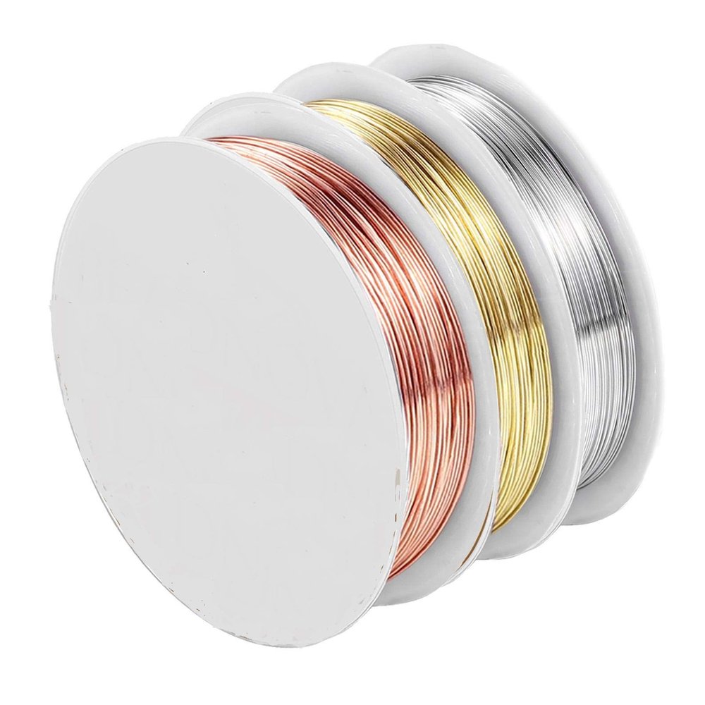 ART IFACT 30 Meters - 21 Gauge Copper, Silver and Brass Wire (10 Meters Each) for Beading Wire, Craft Work, Flower Making, Hobby Crafts and School Crafts Project (21 Gauge (0.81 mm))