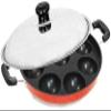 STEEPLE Non Stick Aluminium Appam Maker Pan | 12 Cavity Appam Pan | Pancake Maker | Appam Maker with Side Handle Lid Cover - Red view 3