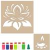 Incredible Gifts India Combo of 2 Rangoli Stencils - Diya and Lotus Stencil for Rangoli Large Size | Diwali Diya Rangoli Stencil with Six Rangoli Color Powder with Nozzle (30cmx30cm, Wood, Brown) view 2