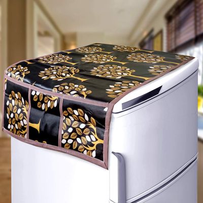 KANUSHI Industries Fridge Cover for Top/Refrigerator Cover (Color:Brown)(FRI-BROWN-TREE-TOP-01)