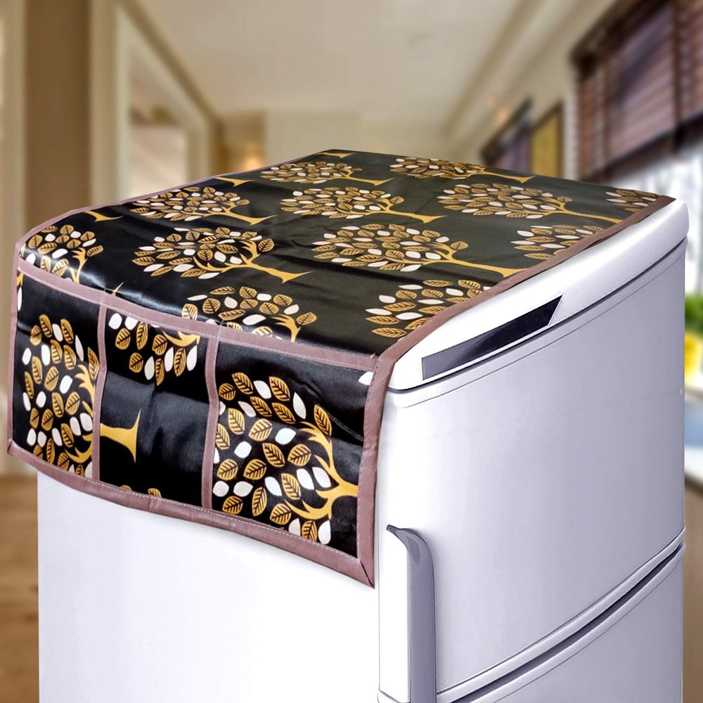 KANUSHI Industries Fridge Cover for Top/Refrigerator Cover (Color:Brown)(FRI-BROWN-TREE-TOP-01)