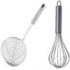LSARI Steel Hand Blender Mixer Froth Whisker Egg Beater Juice (9 Inches) and Trading Stainless Steel Deep Fryer Strainer/Mesh Strainer/Jhara for Kitchen Sieve (14 cm) (Steel Pack of 2) view 1