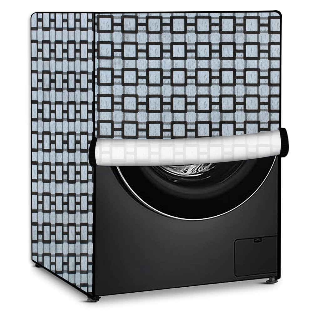 Stylista Washing Machine Cover Compatible for LG 6.5 Kg 5 Star Inverter Fully-Automatic Front Loading Washing Machine FHT1265ZNL Lattice Pattern Grey