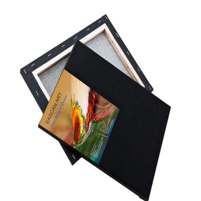 EASCAN ART Cotton Medium Grain Black Primed Stretched Canvas 10 Oz (Size 15" x 15", Pack of 1)