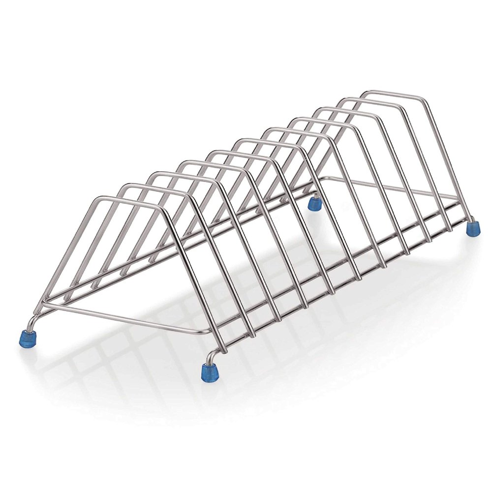 TIARA - Leo 10 Stainless Steel Thali Rack, Dish Rack, Plate Stand, Dish Stand, Lid Holder Utensil Rack for Kitchen - 10 Section Plate Rack