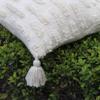 pepme Cotton Tufted Cushion Cover Bar Design Hand-Woven 16 inch Pack of 1, Bohemian Pillow Case for Living Room, Sofa, Office (Square, Off-White) view 4