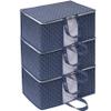 HomeStrap Printed Rectangular Underbed Storage Bag/Organizer/Blanket Cover with Front Handle (Navy Blue) Pack of 3 view 1