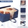 HomeStrap Printed Rectangular Underbed Storage Bag/Organizer/Blanket Cover with Front Handle (Navy Blue) Pack of 3 view 4