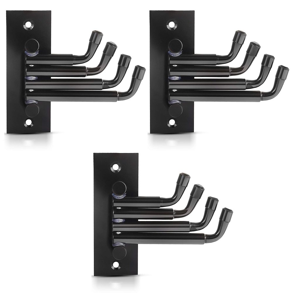 DOCOSS -Pack of 3-Flexible 4 Pin Bathroom Hooks Cloth Hanger Wall Hook Door Robe Hooks for Hanging Keys,Clothes,Towel Steel Hook (Black)