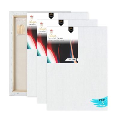 Variety Canvas 10 Oz Primed Cotton Pre Stretched Canvas with Wooden Frame - Multi Size (3, 5 X 7 INCH)