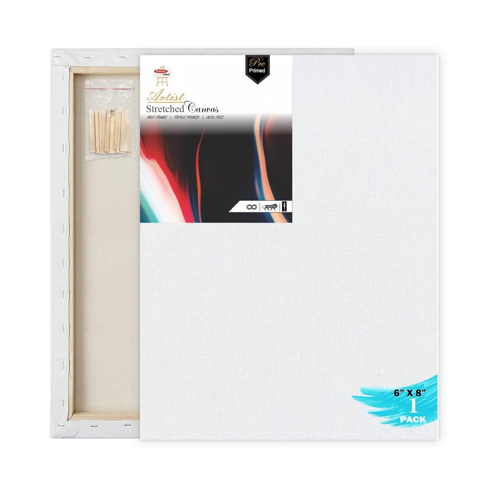 Variety Canvas 10 Oz Primed Cotton Pre Stretched Canvas with Wooden Frame - Multi Size (1, 6 X 8 INC H)