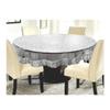 MONKDECOR 0.20mm 3D Bubble Classic Transparent 6 Seater Round Dining Table Cover with Silver Lace (72'' INCHES) view 1