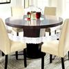 MONKDECOR 0.20mm Classic Transparent 6 Seater Round Dining Table Cover with Silver Lace (72'' INCHES) view 1