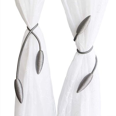 HomeCloud Polyester Blend Curtain Holder Tieback/Alloy Curtain Tieback/Drape Tie Backs, Decorative Unique Design 2 Pcs(Mulitcolor) (Grey)(Foldable;Light Weight)