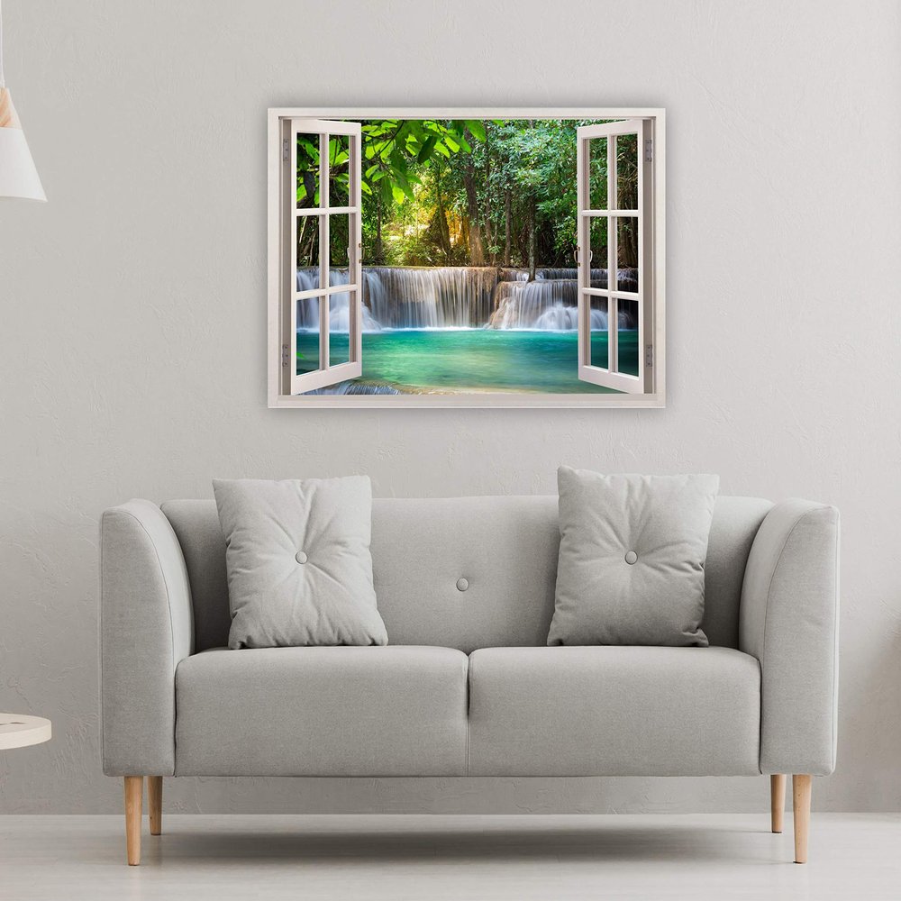 DECOR PRODUCTION 3D Window Wall Stickers, PVC Self Adhesive Vinyl Wall Poster for Living Room, Hall, Play Room, Bedroom, Kitchen, Office(wallwindow_pt3_8_24x36Inch)