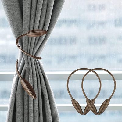 HomeCloud Polyester Blend Curtain Holder Tieback/Alloy Curtain Tieback/Drape Tie Backs, Decorative Unique Design 2 Pcs(Mulitcolor) (Brown)(Foldable;Light Weight)