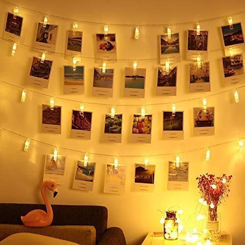 Coolkart 16 LED 3 M. Hanging Photo Clip Light for Romantic Decoration Love Mood Light, Valentine Batter Operated Photos Cards Quotes Loved Ones Memories String Light (1 Pcs, Warm White)