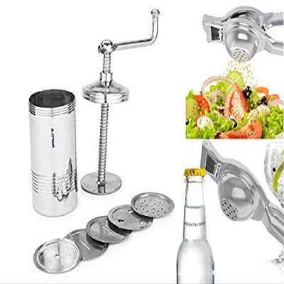 UNLOCK Chakli Maker/Idiyappam Press/Murukku Machine/Sev Machine with 6 Jali & Stainless Steel Lemon Citrus Squeezer with soda Bottle Opener