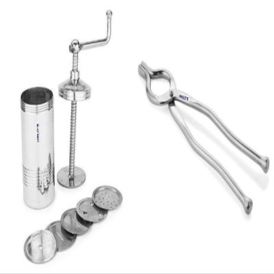 UNLOCK Chakli Maker/Idiyappam Press/Murukku Machine/Sev Machine with 6 Jali & Premium Quality Unbreakable Stainless Steel Goti Sandsi | Sansi | Pakkad | Pincer | Chimta | Tongs for Kitchen