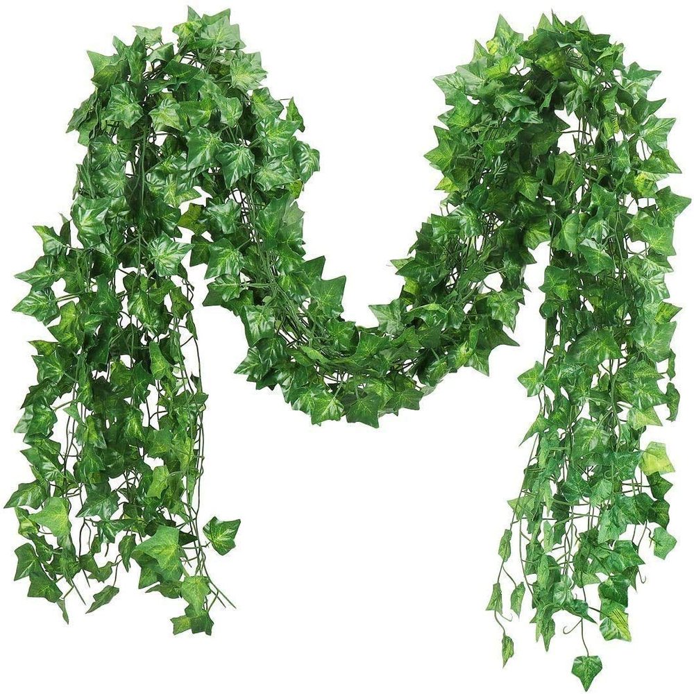 Vimiforyou Artificial Plant Ivy Silk Garland Leaf Creeper(Pack Of 6 Creepers)For Home Decoration,Wall Hanging,Special Occasion Decoration,Party Decoration,Office Decoration(7.5 Feet Each),Green