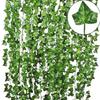 Vimiforyou Artificial Plant Ivy Silk Garland Leaf Creeper(Pack Of 6 Creepers)For Home Decoration,Wall Hanging,Special Occasion Decoration,Party Decoration,Office Decoration(7.5 Feet Each),Green view 2
