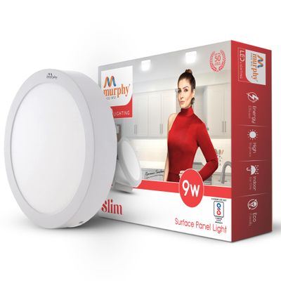 Murphy Non False Ceiling 9 Watts Slim Round LED Surface Mount Panel Light (Cool White)