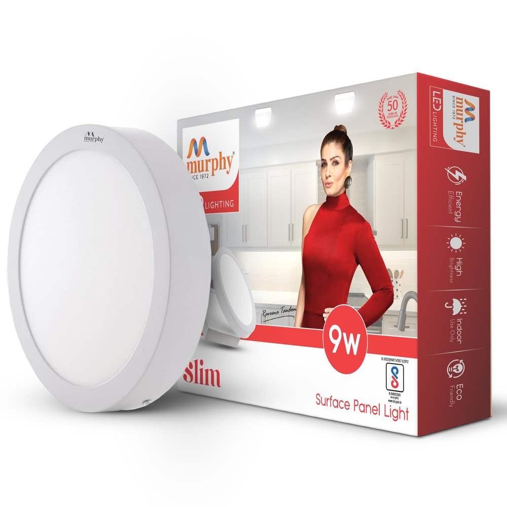 Murphy Non False Ceiling 9 Watts Slim Round LED Surface Mount Panel Light (Cool White)