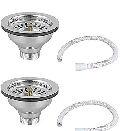 New Swastik Stainless Steel Waste Coupling for Sink/Wash Basin with PVC Waste Pipe for Wash Basin/Kitchen Sink, 4 Inch (Silver) Pack of 2