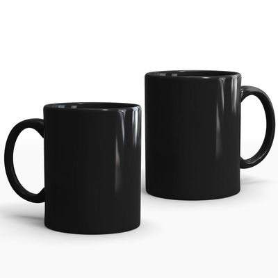Gift Arcadia Black Ceramic Coffee Mug | Ideal for Home Office Gifting and Daily Use| Microwave Safe | Mugs for Coffee | for Hot & Cold Beverages | 330 ml Set of 2 (Black)