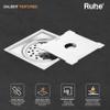 Ruhe 304-Grade Stainless Steel Floor Drain-Diamond Exclusive Square Flat Cut with Cockroach Trap/Jali & Hole | (6x6 inches) view 3