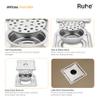 Ruhe 304-Grade Stainless Steel Floor Drain-Diamond Exclusive Square Flat Cut with Cockroach Trap/Jali & Hole | (6x6 inches) view 4