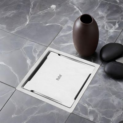 Ruhe Diamond Exclusive Square Flat Cut Floor Drain | 304-Grade Stainless Steel Drain Jali | 6 x 6 inches | Floor Drainer with Cockroach Trap/Jali