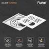 Ruhe Ruby Exclusive Square Flat Cut Floor Drain | 304-Grade Stainless Steel Drain Jali | 6 x 6 inches | Floor Drainer with Cockroach Trap/Jali & Hole view 3
