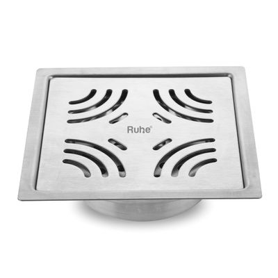 Ruhe Exclusive Emerald Floor Drainer/Jali | 304-Grade Stainless Steel Floor Drain- Emerald Exclusive Square Flat Cut (6x6 inches) with Cockroach Trap/Jali