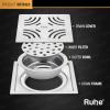 Ruhe Exclusive Emerald Floor Drainer/Jali | 304-Grade Stainless Steel Floor Drain- Emerald Exclusive Square Flat Cut (6x6 inches) with Cockroach Trap/Jali view 3