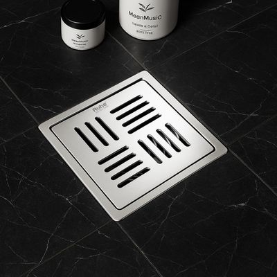 Ruhe Ruby Exclusive Square Flat Cut Floor Drain | 304-Grade Stainless Steel Drain Jali | 6 x 6 inches | Floor Drainer with Cockroach Trap/Jali