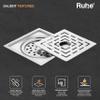 Ruhe Sapphire Exclusive Square Flat Cut Floor Drain/Jali with Cockroach Trap & Hole | 304 Stainless Steel Floor Drain | 6 x 6 inches view 3