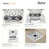 Ruhe Sapphire Exclusive Square Flat Cut Floor Drain/Jali with Cockroach Trap & Hole | 304 Stainless Steel Floor Drain | 6 x 6 inches view 4
