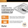 Ruhe Exclusive Pearl Floor Drainer | 304-Grade Stainless Steel Floor Drain- Pearl Exclusive Square Flat Cut (6x6 inches) with Cockroach Trap/Jali view 4