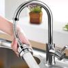 Leeonz Adjustable Kitchen Tap Spray Head 3 Gear, ABS Plastic Water-Saving Faucet 360Swivel Faucet Nozzle Filter Splash-Proof Faucet Tap Aerator Bathroom Shower Kitchen Tap Sink Accessories (Long) view 2