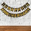 Wobbox 1st Anniversary Photo Booth Party Props DIY Kit with 1st Anniversary Bunting Banner, Golden Gliter & Black, Anniversary Party Decoration view 4