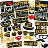 Wobbox 25th Anniversary Photo Booth Party Props DIY Kit, Golden Gliter & Black, Anniversary Party Decoration view 1
