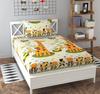 PNP Textiles Animal Cartoon Printed Kids Room Single Bedsheet With 1 Pillow Cover Fabric Glace Cotton (Size 60X90 Inch) (Color- Cream And Orange), 220 tc view 1